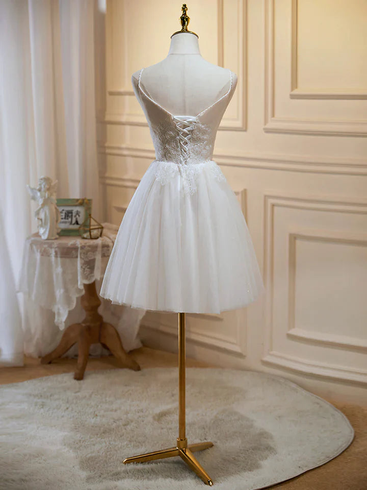 Luolandi Spaghetti Straps A-Line Homecoming Dress Short Party Dress Beautiful Graduation Dress